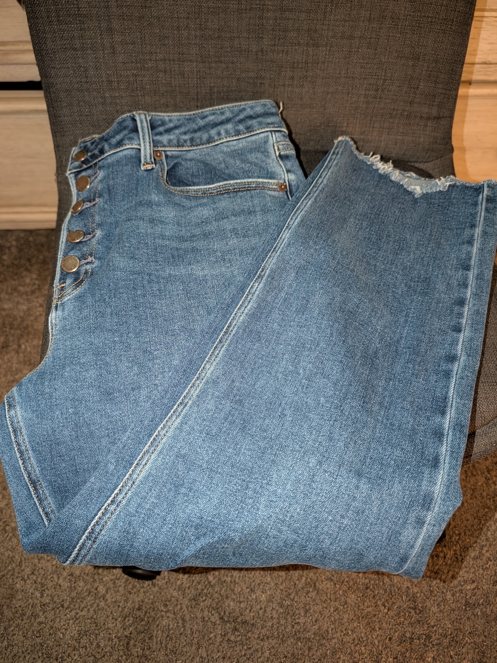 Just USA Mid-Rise Button-Fly Medium Blue Jeans